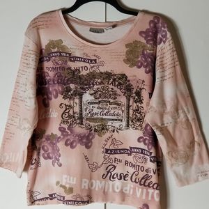 Nicole Miller Vineyard Wine Embellished Art Top XL